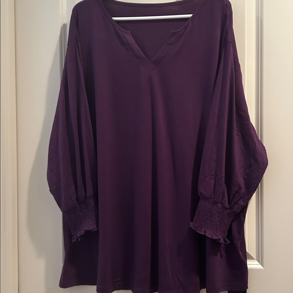 NWT Rapbin Tunic Boxy 5%Spandex Top long sleeves ruched Ruffle elastic cuff 5XL